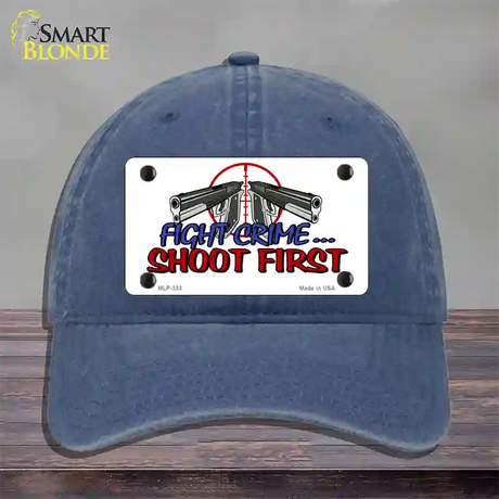 Fight Crime Shoot First Novelty License Plate Hat Unconstructed Cotton / Navy