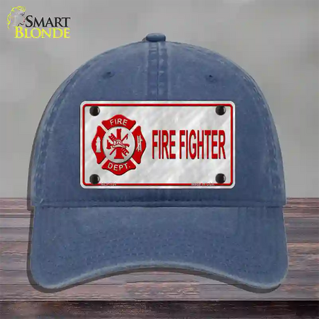 Firefighter Badge Novelty License Plate Hat Unconstructed Cotton / Navy