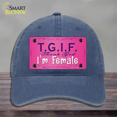 TGIF Novelty License Plate Hat Unconstructed Cotton / Navy