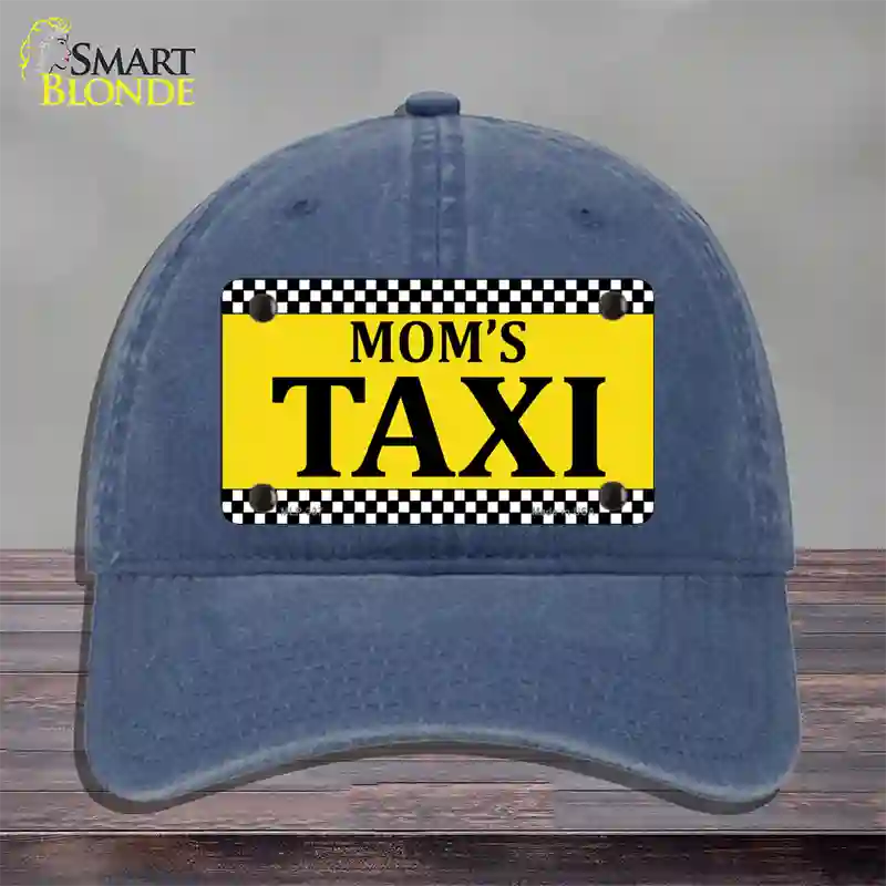 Moms Taxi Novelty License Plate Hat Unconstructed Cotton / Navy