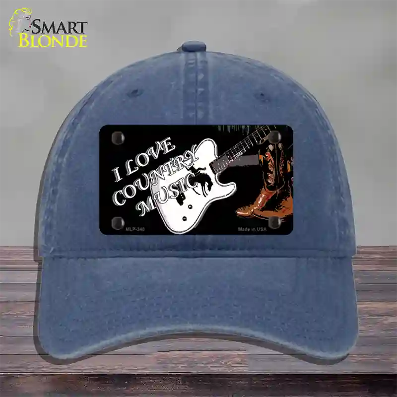 I Love Country Music Novelty License Plate Hat Unconstructed Cotton / Navy