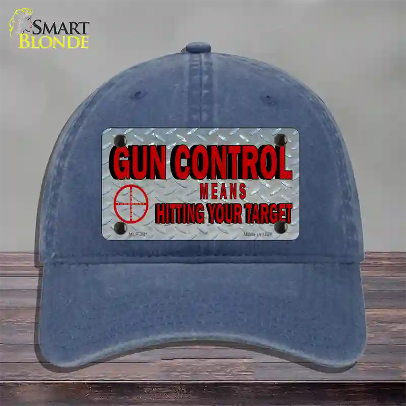 Gun Control Novelty License Plate Hat Unconstructed Cotton / Navy