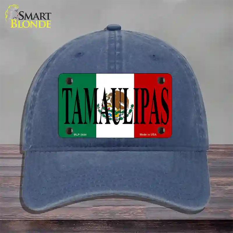 Tamaulipas Mexico Flag Novelty License Plate Hat Unconstructed Cotton / Navy