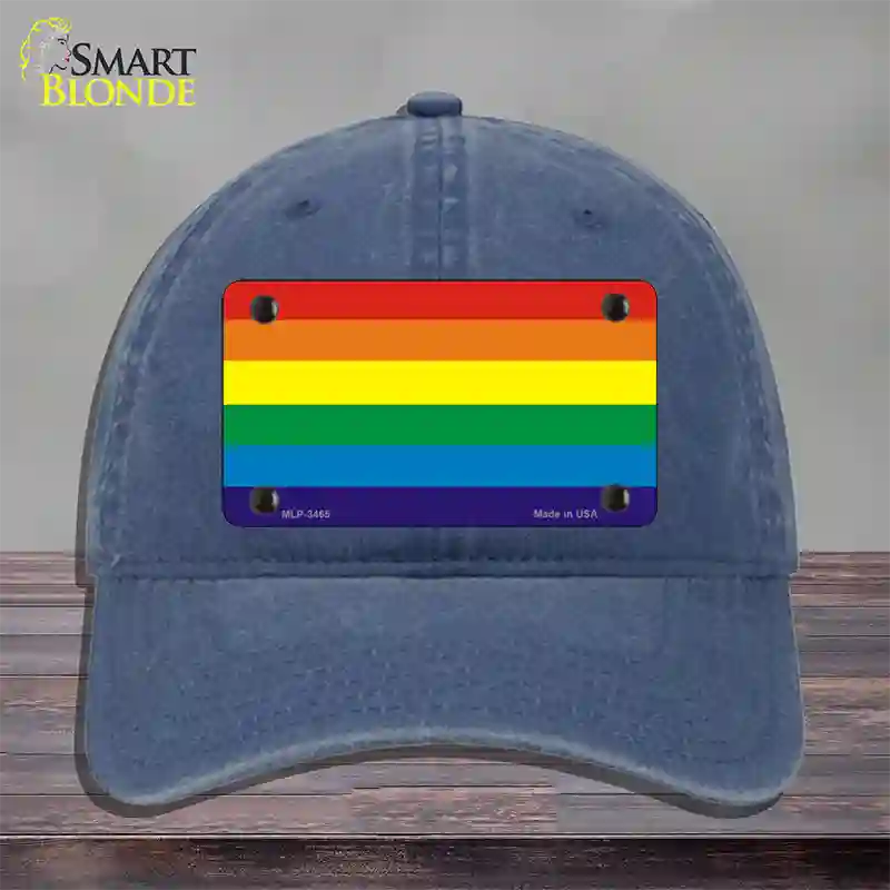 Rainbow Flag Novelty License Plate Hat Unconstructed Cotton / Navy