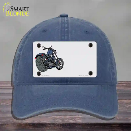 Motorcycle Offset Novelty License Plate Hat Unconstructed Cotton / Navy