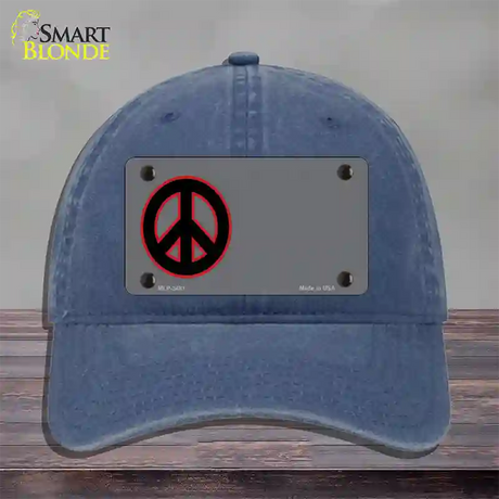 Peace Symbol Offset Novelty License Plate Hat Unconstructed Cotton / Navy