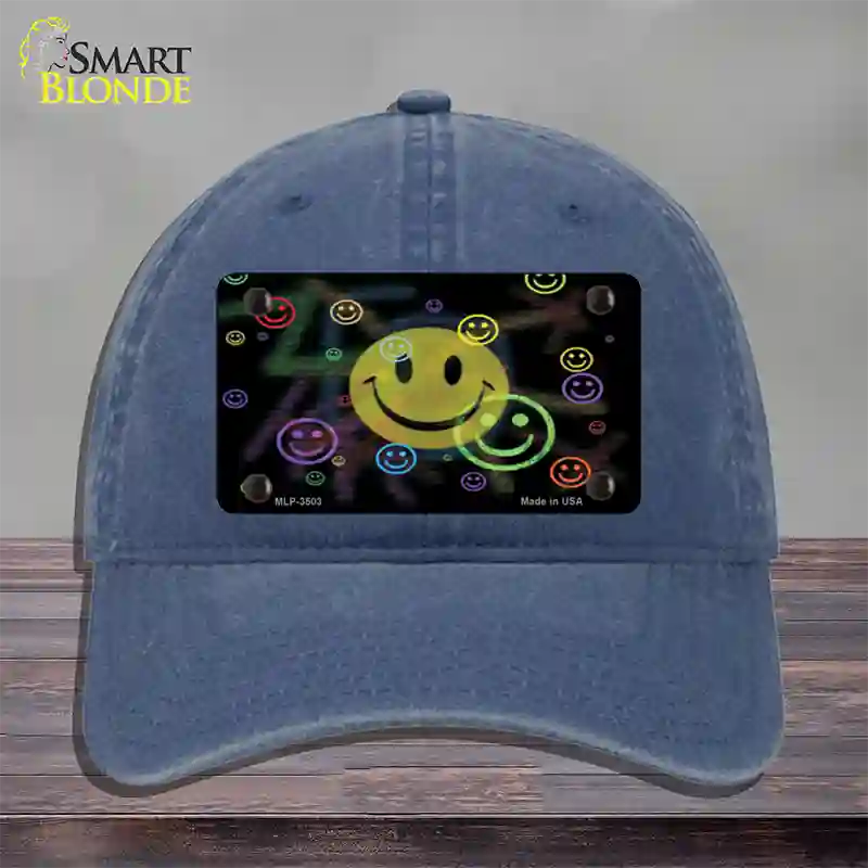 Smiley Novelty License Plate Hat Unconstructed Cotton / Navy