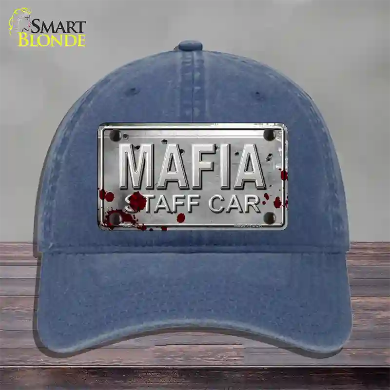 Mafia Staff Car Novelty License Plate Hat Unconstructed Cotton / Navy