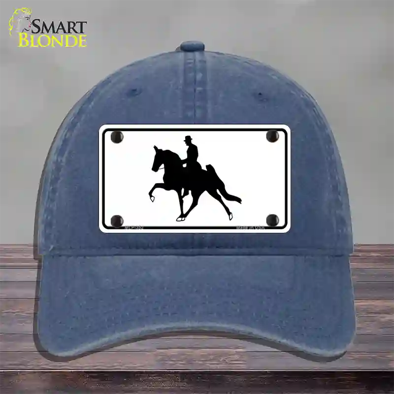 Horse With Rider Novelty License Plate Hat Unconstructed Cotton / Navy