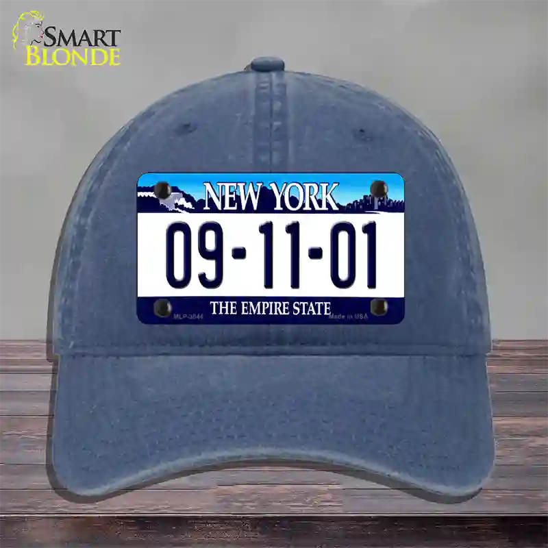 9 11 01 New York Novelty License Plate Hat Unconstructed Cotton / Navy