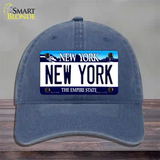 New York State Novelty License Plate Hat Unconstructed Cotton / Navy