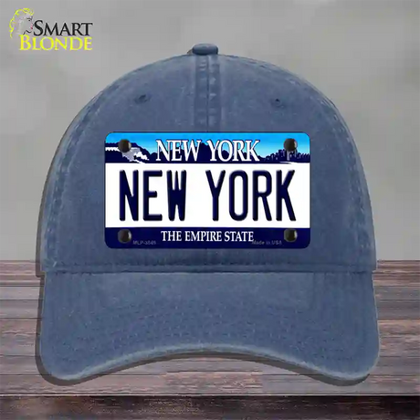 New York State Novelty License Plate Hat Unconstructed Cotton / Navy