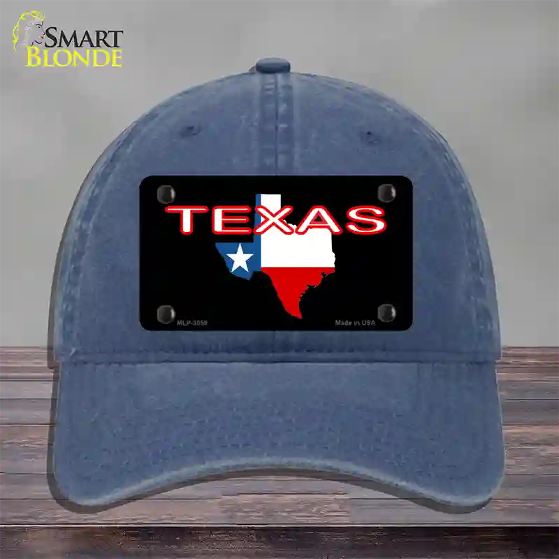 Texas Filled State Flag Novelty License Plate Hat Unconstructed Cotton / Navy