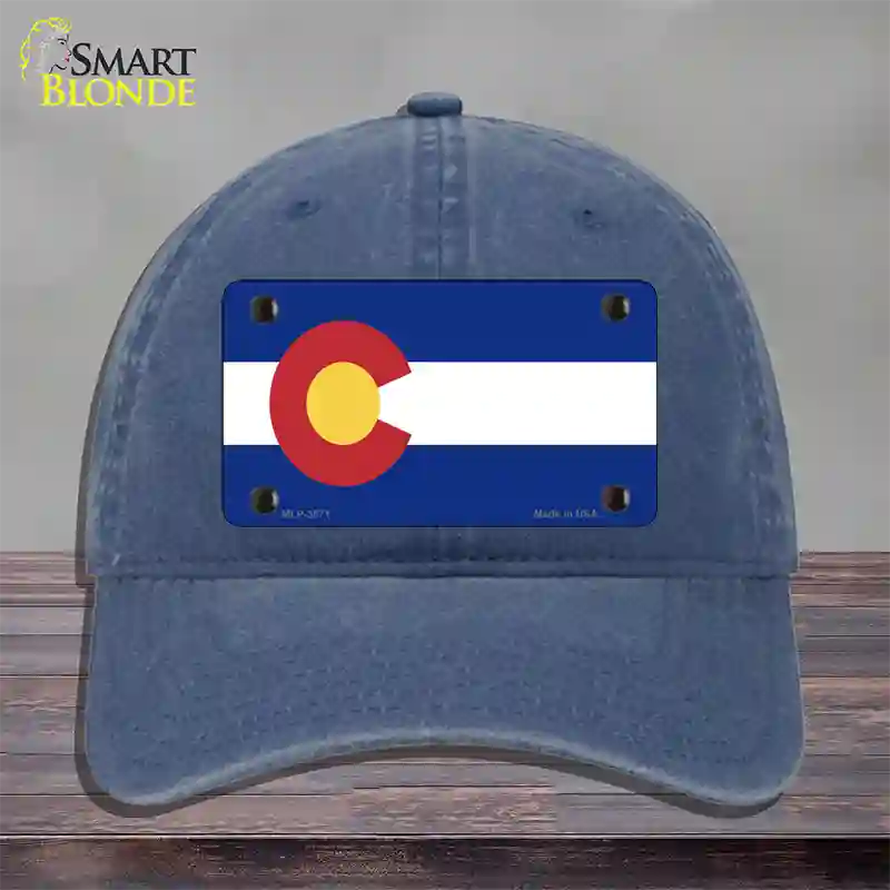 Colorado State Flag Novelty License Plate Hat Unconstructed Cotton / Navy