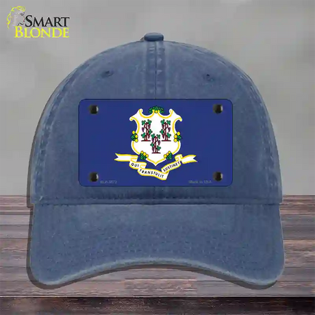 Connecticut State Flag Novelty License Plate Hat Unconstructed Cotton / Navy