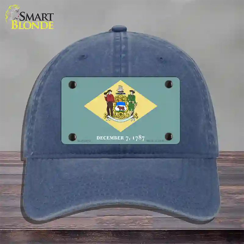 Delaware State Flag Novelty License Plate Hat Unconstructed Cotton / Navy