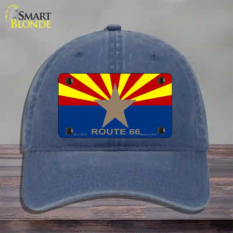 Arizona Flag with Route 66 Novelty License Plate Hat Unconstructed Cotton / Navy