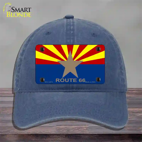 Arizona Flag with Route 66 Novelty License Plate Hat Unconstructed Cotton / Navy