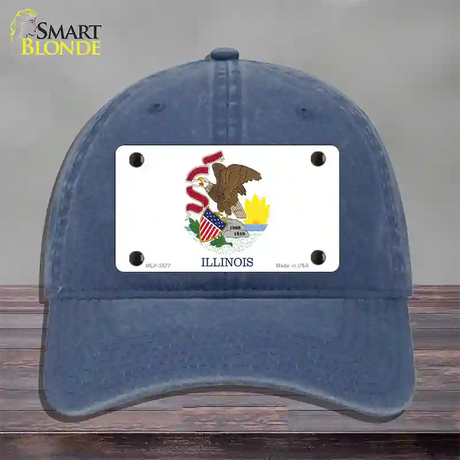 Illinois State Flag Novelty License Plate Hat Unconstructed Cotton / Navy