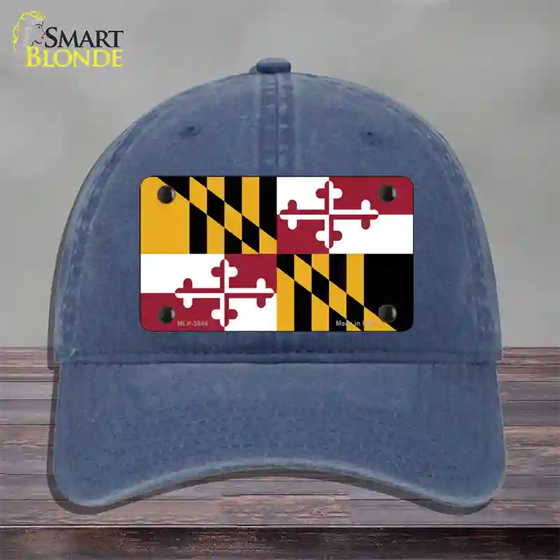 Maryland State Flag Novelty License Plate Hat Unconstructed Cotton / Navy