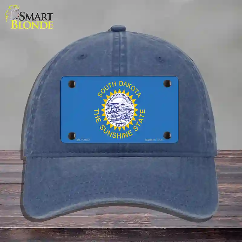 South Dakota State Flag Novelty License Plate Hat Unconstructed Cotton / Navy