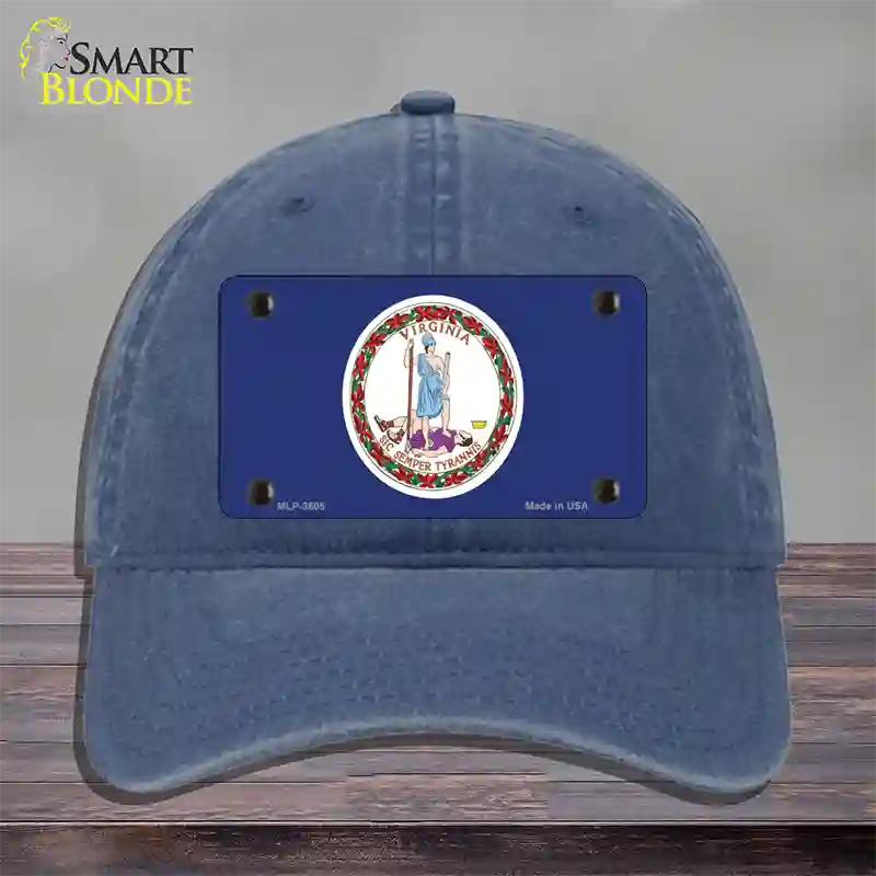 Virginia State Flag Novelty License Plate Hat Unconstructed Cotton / Navy