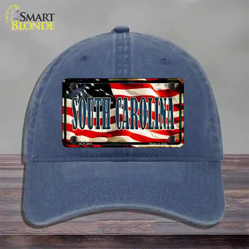 South Carolina USA Novelty License Plate Hat Unconstructed Cotton / Navy