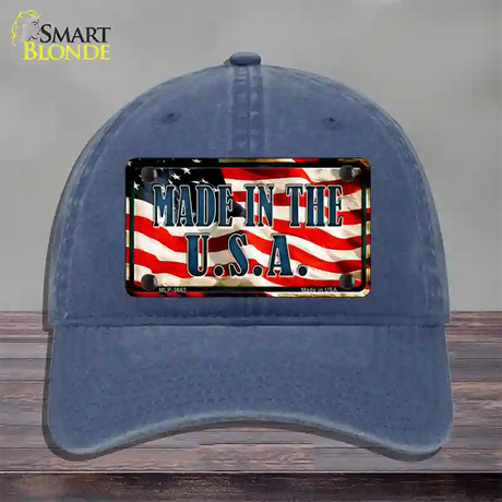 Made In The USA Flag Novelty License Plate Hat Unconstructed Cotton / Navy