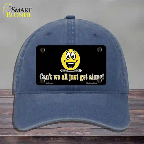 Cant We All Get Along Novelty License Plate Hat Unconstructed Cotton / Navy