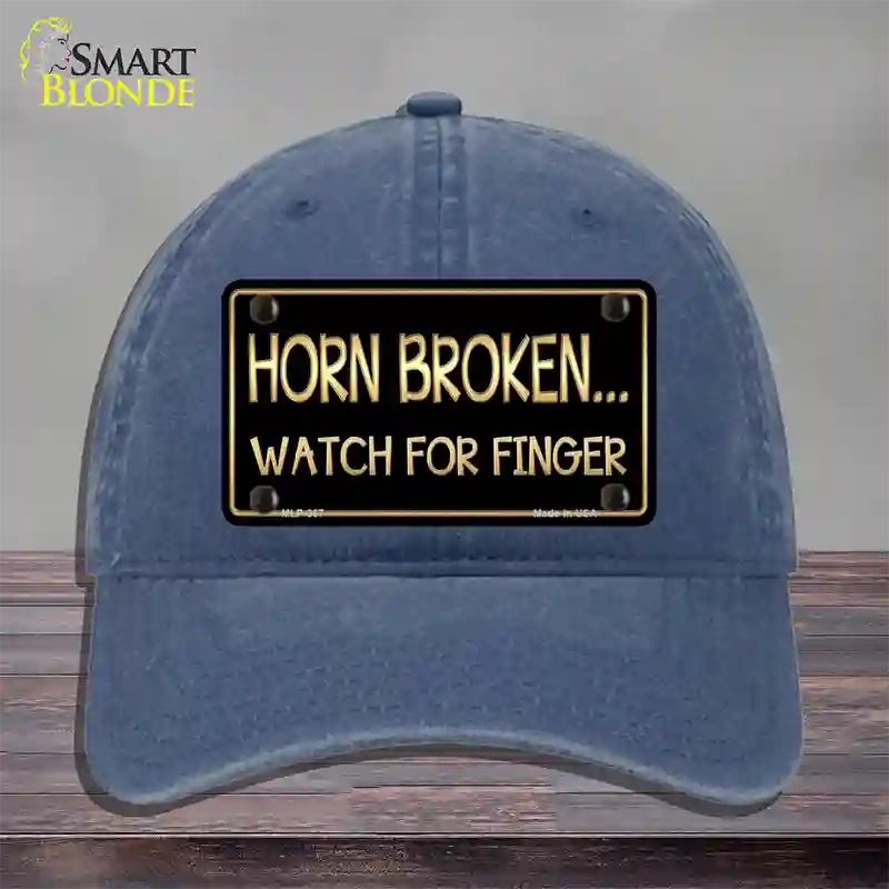 Horn Broken Watch For Finger Novelty License Plate Hat Unconstructed Cotton / Navy