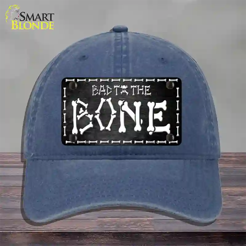 Bad To The Bone Skull Novelty License Plate Hat Unconstructed Cotton / Navy