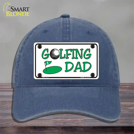 Golfing Dad Novelty License Plate Hat Unconstructed Cotton / Navy