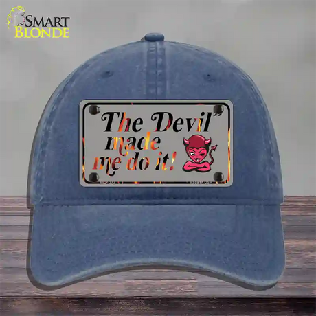 The Devil Made Me Novelty License Plate Hat Unconstructed Cotton / Navy