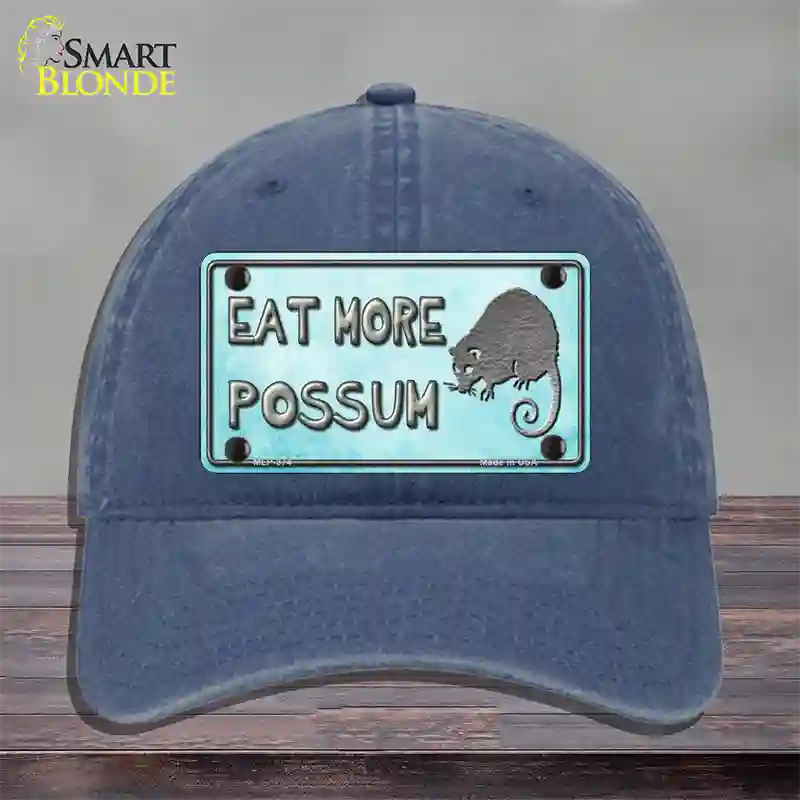 Eat More Possum Novelty License Plate Hat Unconstructed Cotton / Navy