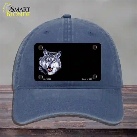 Wolf Offset Novelty License Plate Hat Unconstructed Cotton / Navy