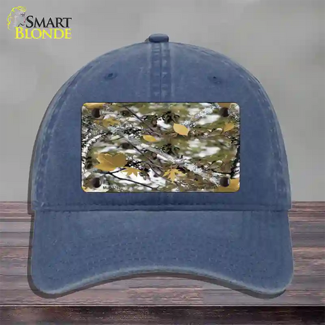 Real Leaf Camouflage Novelty License Plate Hat Unconstructed Cotton / Navy