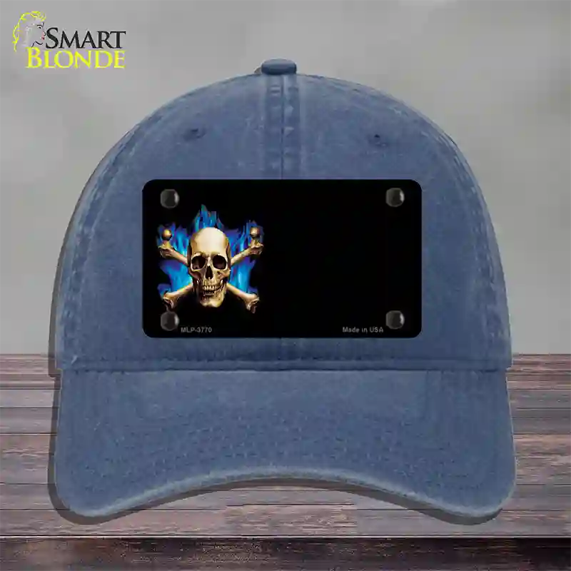 Skull Offset Novelty License Plate Hat Unconstructed Cotton / Navy