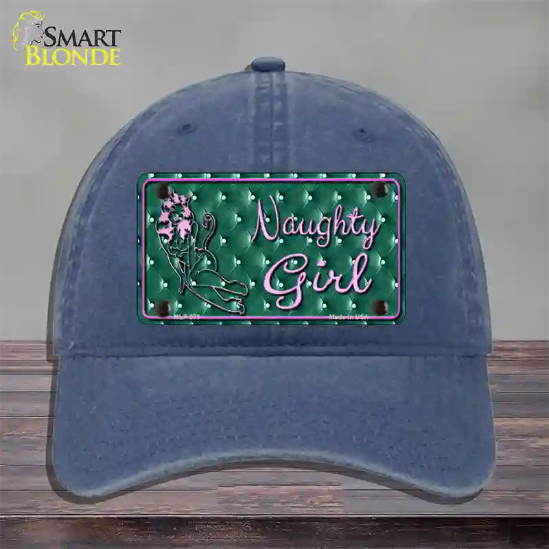 Naughty Girl Novelty License Plate Hat Unconstructed Cotton / Navy