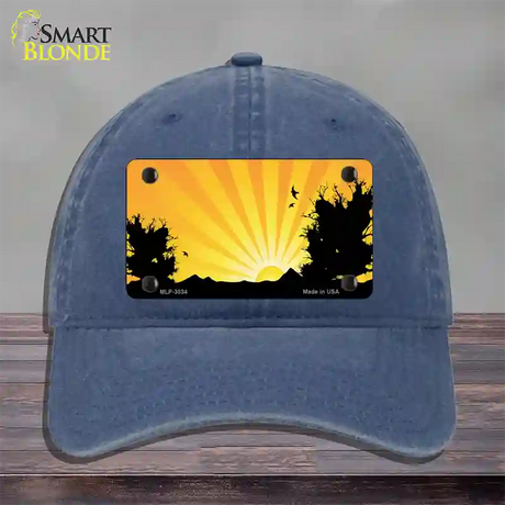 Southwest Orange Sunset Novelty License Plate Hat Unconstructed Cotton / Navy