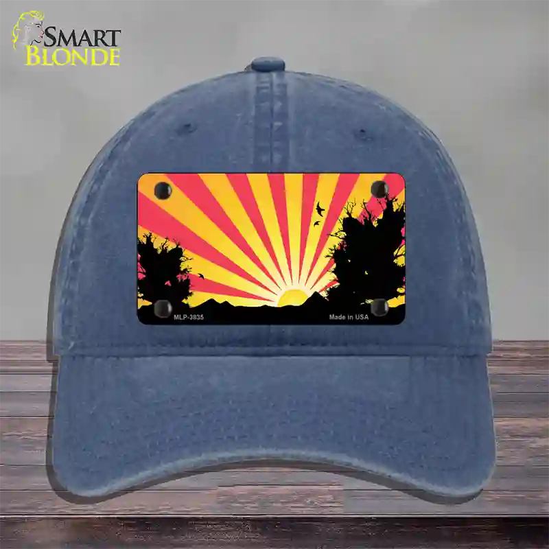 Southwest Red Sunset Novelty License Plate Hat Unconstructed Cotton / Navy