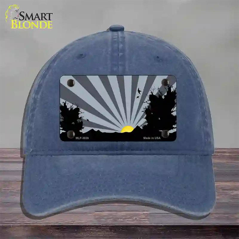 Southwest Gray Sunset Novelty License Plate Hat Unconstructed Cotton / Navy