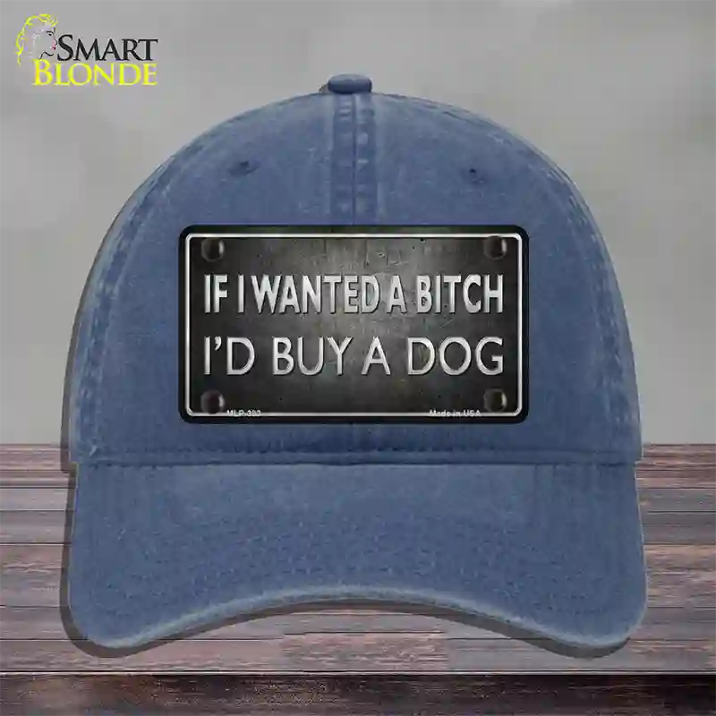 I Would Buy A Dog Novelty License Plate Hat Unconstructed Cotton / Navy