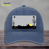 Southwest Cactus Sunrise Gray Novelty License Plate Hat Unconstructed Cotton / Navy