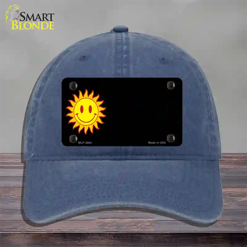 Sun Smiley Offset Novelty License Plate Hat Unconstructed Cotton / Navy