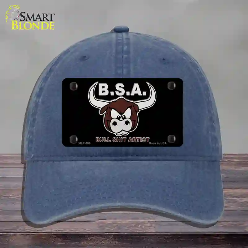 Bull Shit Artist Novelty License Plate Hat Unconstructed Cotton / Navy