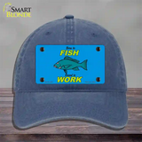 Born To Fish Novelty License Plate Hat Unconstructed Cotton / Navy