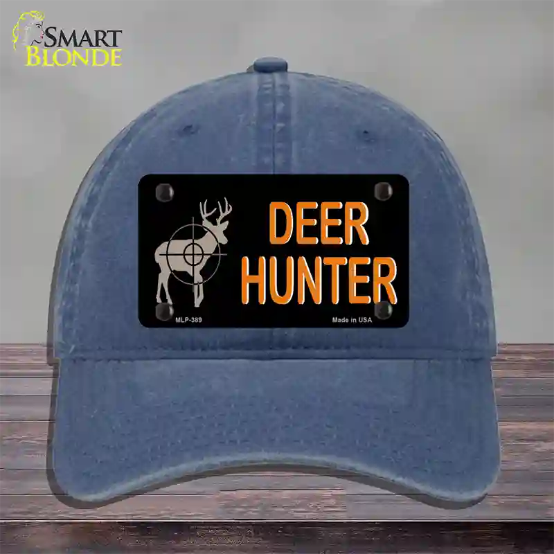 Deer Hunter Novelty License Plate Hat Unconstructed Cotton / Navy