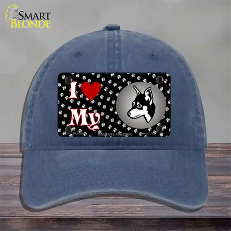 I Love My Miniature Pinscher Novelty License Plate Hat Unconstructed Cotton / Navy