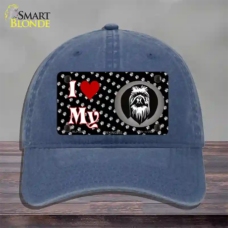 I Love My Pekingese Novelty License Plate Hat Unconstructed Cotton / Navy