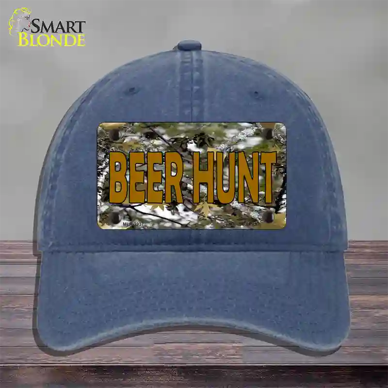 Beer Hunt Novelty License Plate Hat Unconstructed Cotton / Navy